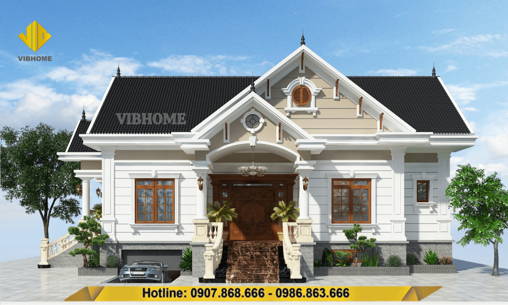 Mặt bên phải của mẫu nhà cấp 4