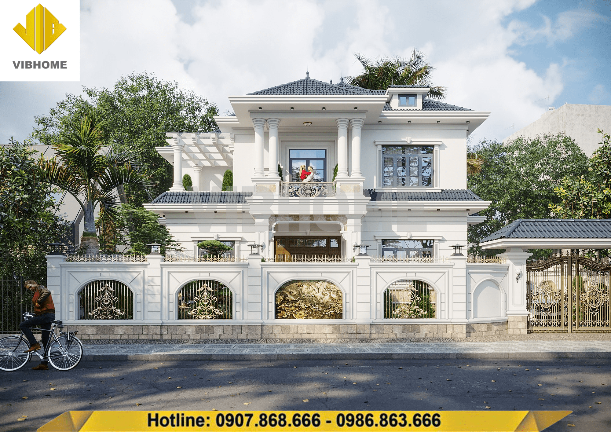 Phối cảnh tưởng rào biệt thự 2 tầng tân cổ VIBHOME