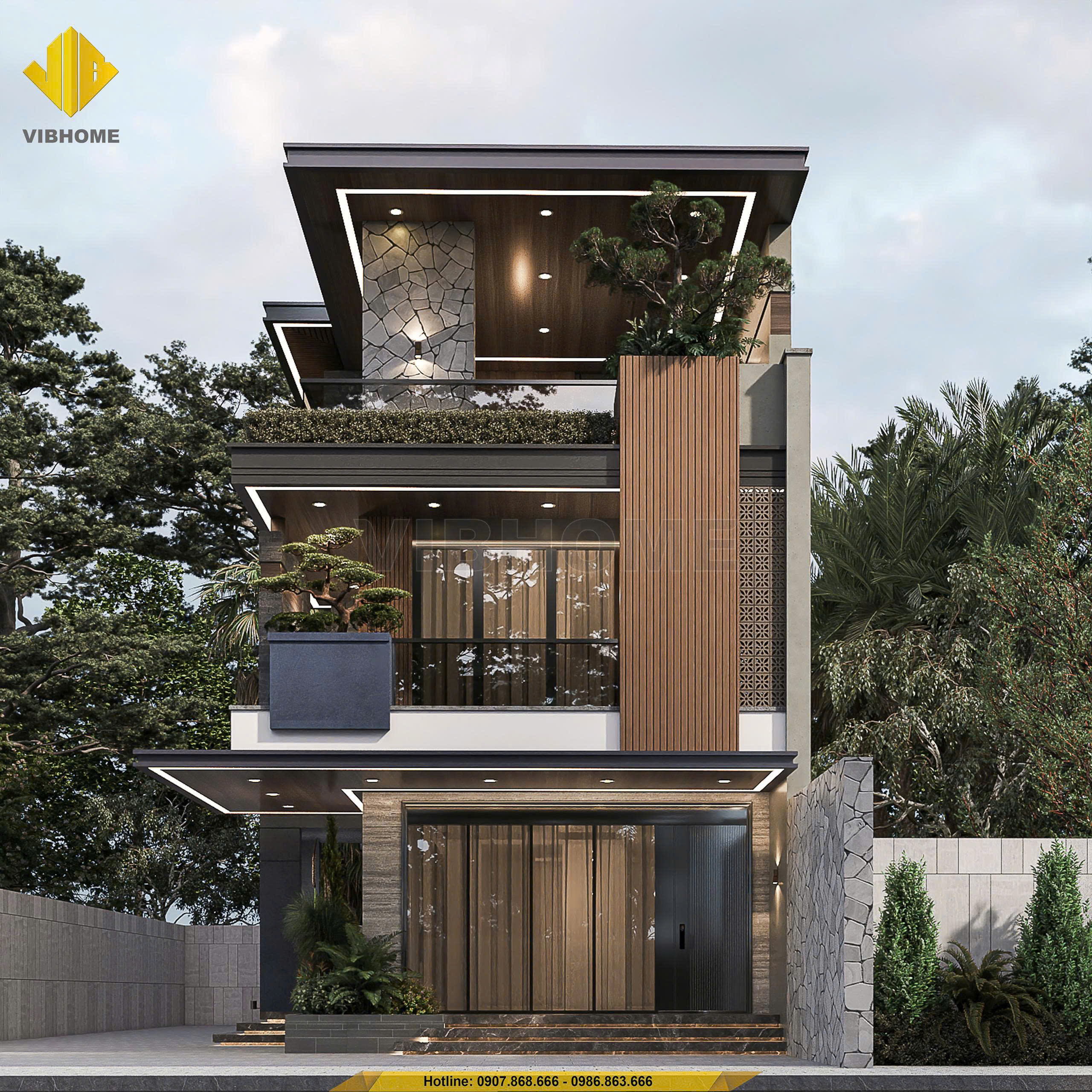 Villa hiện đại tone trầm đẳng cấp