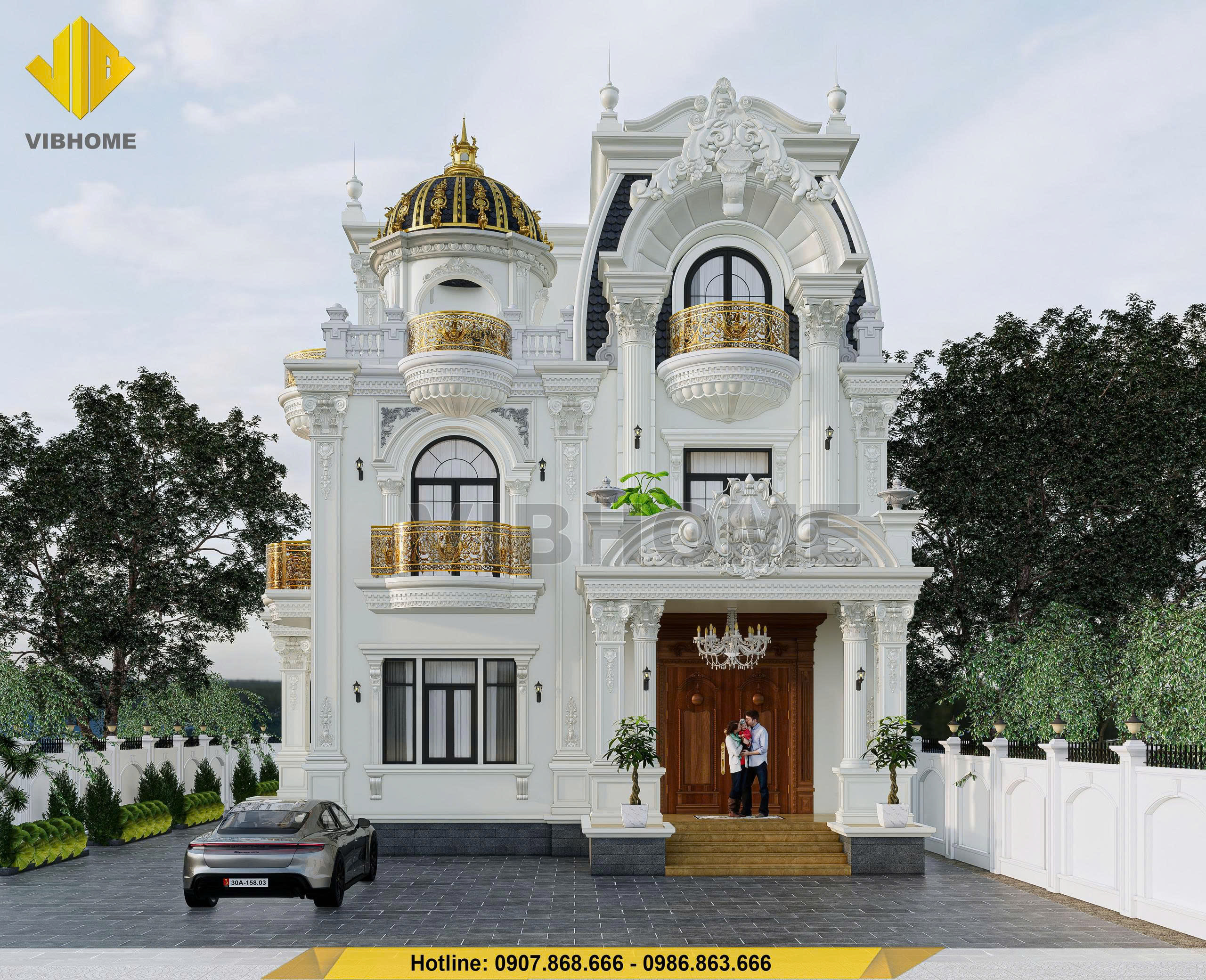 Biệt thự mái mansard 2 sảnh