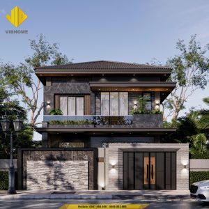 Villa hiện đại mái Nhật tone xám 103,5m2 tại Bắc Ninh
