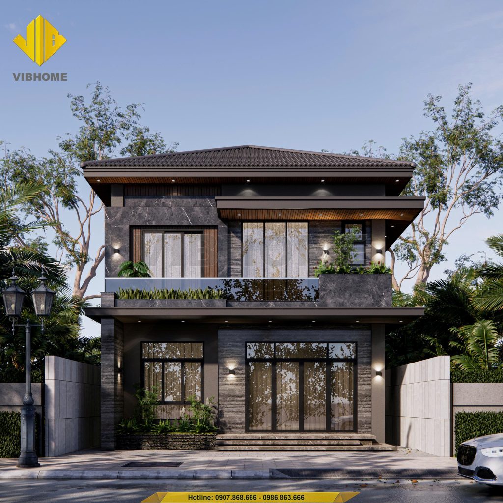 Mặt tiền villa hiện đại 2 tầng do VIBHOME thiết kế