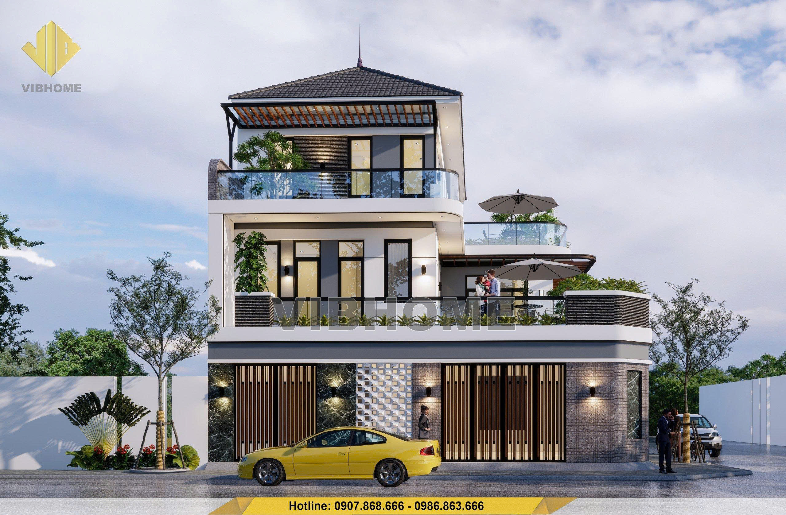 Mẫu Nhà Mái Nhật 3 Tầng Tại Tây Khánh Vĩnh, Khánh Hòa